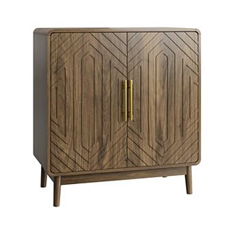 Storage Cabinet With Carved 2 Door Adjustable Layer Board
