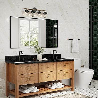 48"W x 32"H Aluminum Alloy Frame Bathroom Mirror Without Lighting Horizontal or Vertical Use