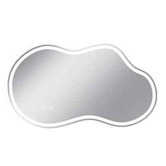 27"W x 48"H Frontlit Cloud-Shaped Glass Bathroom Vanity Mirror Dimmable LED Lights Fog-Free