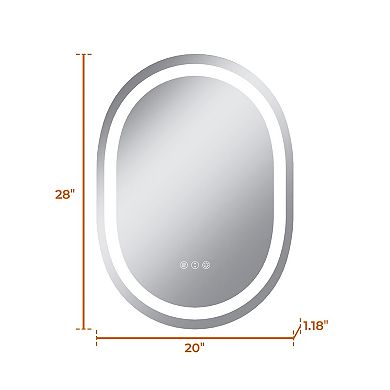 20"W x 28"H Round Frontlit Glass Bathroom Vanity Mirror Dimmable LED Fog-Free Horizontal or Vertical