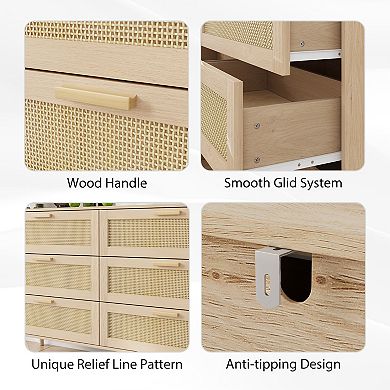 Rattan Storage Cabinet with 6 Drawers