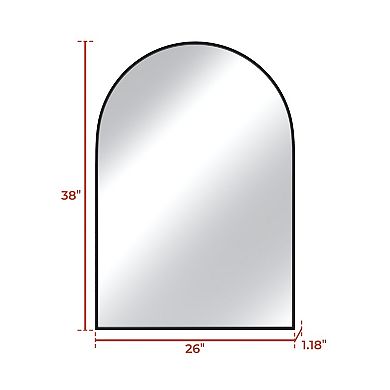 26 in. W x 38 in. H Aluminum Alloy Frame Arched Bathroom Mirror