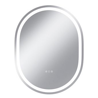 28"W x 36"H Round Frontlit Glass Bathroom Vanity Mirror Dimmable LED Fog-Free Horizontal or Vertical