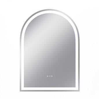 32"W x 43"H Arched Frontlit Glass Bathroom Vanity Mirror with Dimmable LED Lights and Fog-Free