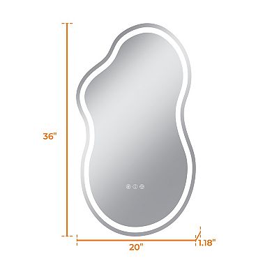 20"W x 36"H Frontlit Cloud-Shaped Glass Bathroom Vanity Mirror Dimmable LED Lights Fog-Free