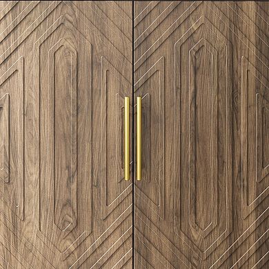 Storage Cabinet With Carved 4 Door Adjustable Layer Board