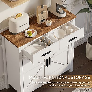 Kitchen Storage Cabinet with 2 Drawers and 2 Doors