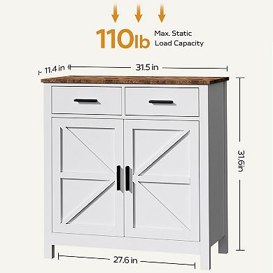 Kitchen Storage Cabinet with 2 Drawers and 2 Doors