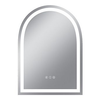 20"W x 28"H Arched Frontlit Glass Bathroom Vanity Mirror with Dimmable LED Lights and Fog-Free