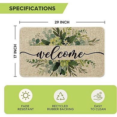 Eucalyptus Floral Low Profile Indoor Outdoor Doormat