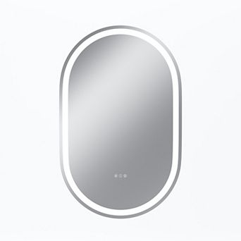 30"W x 48"H Round Frontlit Glass Bathroom Vanity Mirror Dimmable LED Fog-Free Horizontal or Vertical