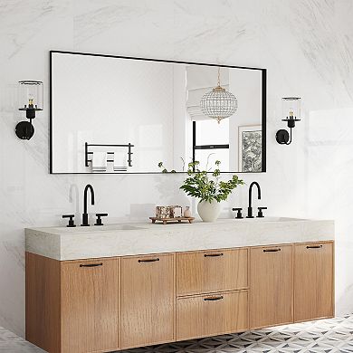60"W x 28"H Aluminum Alloy Frame Bathroom Mirror Without Lighting Horizontal or Vertical Use