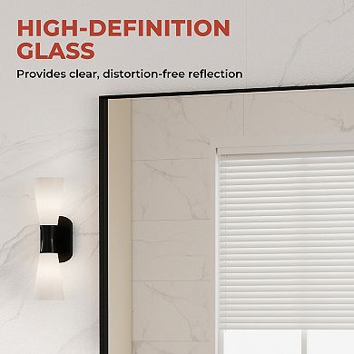 60"W x 28"H Aluminum Alloy Frame Bathroom Mirror Without Lighting Horizontal or Vertical Use