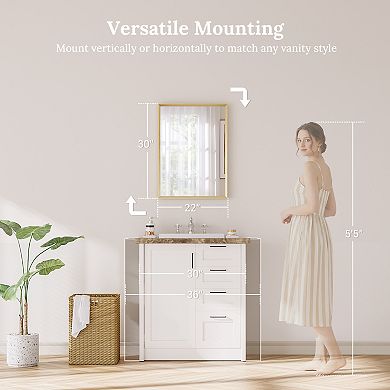 Modern Bathroom Mirror, Beveled Frame Bathroom Mirror for Over Sink, Wall Mirror for Home Decor