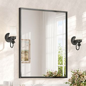 Modern Bathroom Mirror, Beveled Frame Bathroom Mirror for Over Sink, Wall Mirror for Home Decor