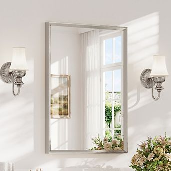 Modern Bathroom Mirror, Beveled Frame Bathroom Mirror for Over Sink, Wall Mirror for Home Decor