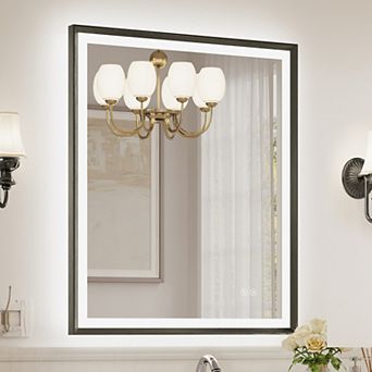 Modern LED Bathroom Mirror, Beveled Frame Bathroom Mirror for Over Sink, Wall Mirror for Home Decor