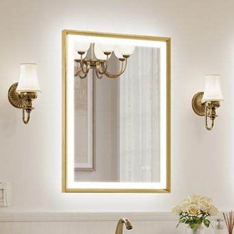 Modern LED Bathroom Mirror, Beveled Frame Bathroom Mirror for Over Sink, Wall Mirror for Home Decor