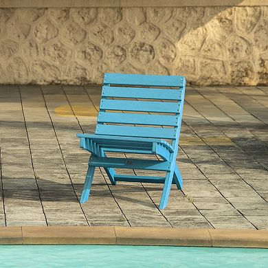 All-Weather HDPE Outdoor Folding Patio Chair, Hawaiian Blue