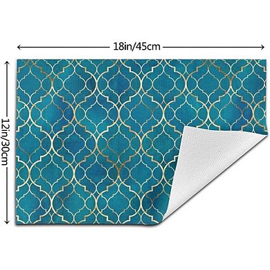 Blue Teal and Gold Modern Placemats Set of 4 Linen Table Mats