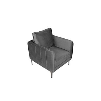 Velvet Foam Filled Modern Accent Chair Gray