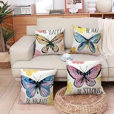 Butterfly Throw Pillow Covers Set Cotton Linen Durable Decorative Cushion Case
