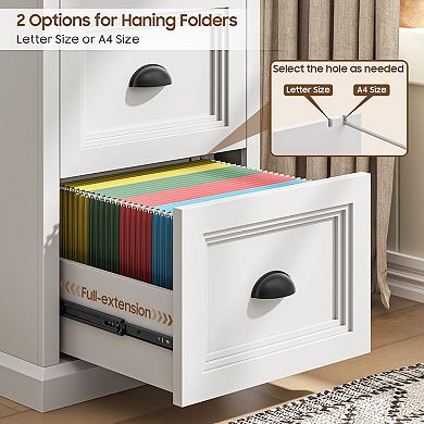 Vertical File Cabinet, Filing Cabinet with 2 File Drawers Fits Letter/A4 Size for Home Office