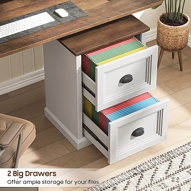Vertical File Cabinet, Filing Cabinet with 2 File Drawers Fits Letter/A4 Size for Home Office