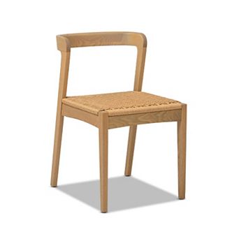 Capri Woven Seat Oak Wood Dining Chair Natural Brown Red Oak