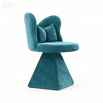 Swivel Vanity Chair with Butterfly Back Blue Makeup Stool Dressing Table Chair for Home