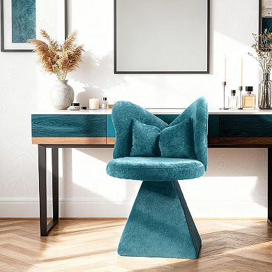 Swivel Vanity Chair with Butterfly Back Blue Makeup Stool Dressing Table Chair for Home