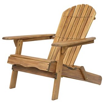 Folding Adirondack Chair with Slatted Back & Wide Armrests