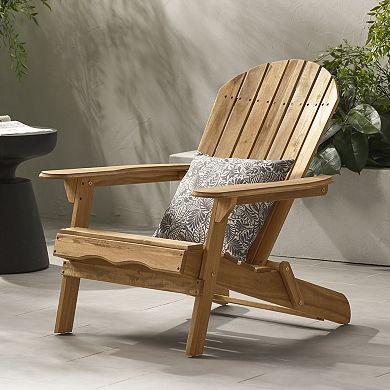 Folding Adirondack Chair with Slatted Back & Wide Armrests