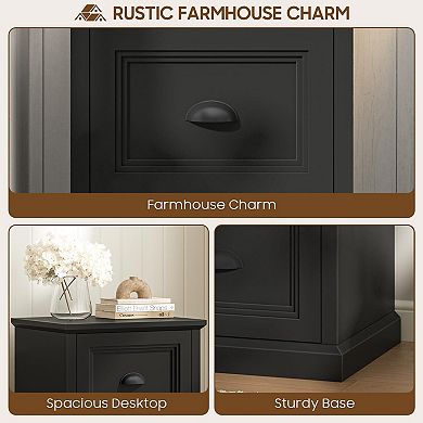 Vertical File Cabinet, Filing Cabinet with 2 File Drawers Fits Letter/A4 Size for Home Office