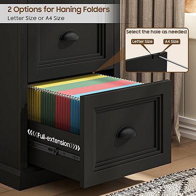 Vertical File Cabinet, Filing Cabinet with 2 File Drawers Fits Letter/A4 Size for Home Office