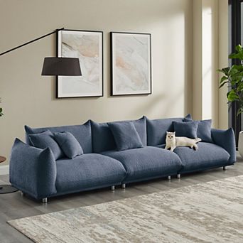 Modern 4-Seater Sofa Couches, 105" Deep Seat Upholstered Comfy Sofa w/ Pillows for Living Room