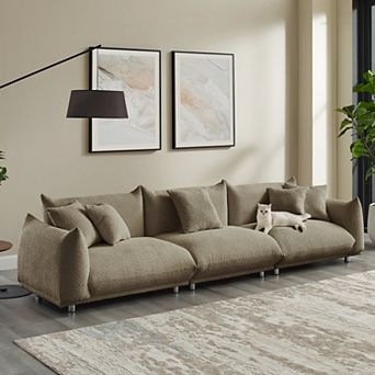 Modern 4-Seater Sofa Couches, 105" Deep Seat Upholstered Comfy Sofa w/ Pillows for Living Room