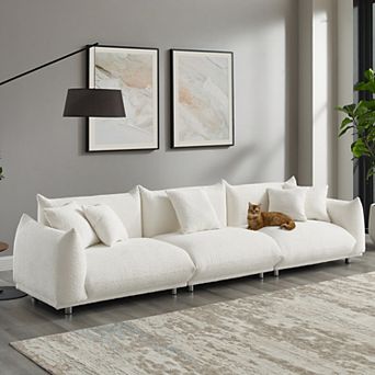 Modern 4-Seater Sofa Couches, 105" Deep Seat Upholstered Comfy Sofa w/ Pillows for Living Room