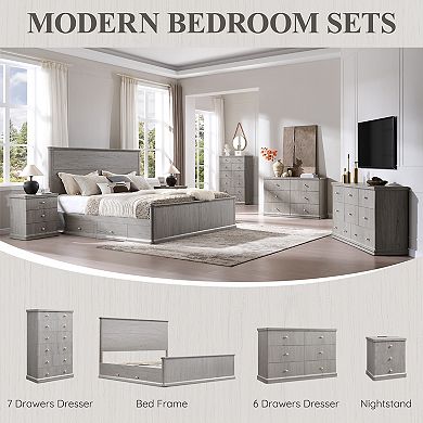 3-Drawer Nightstand w/ Charging Station, 23" Modern Bedside Table, End Table for Bedroom Living Room