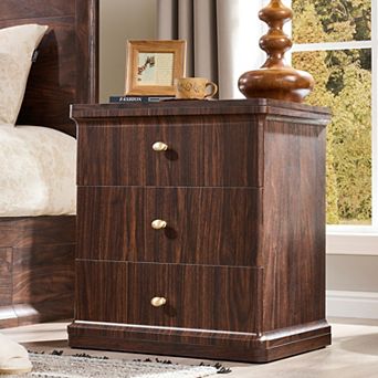 3-Drawer Nightstand w/ Charging Station, 23" Modern Bedside Table, End Table for Bedroom Living Room
