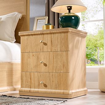 3-Drawer Nightstand w/ Charging Station, 23" Modern Bedside Table, End Table for Bedroom Living Room