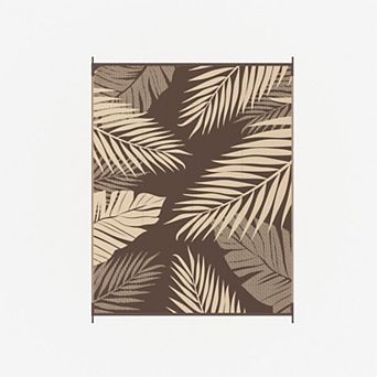GENIMO Waterproof Reversible Outdoor Rug, Double-Sided Palm Leaf Plastic Straw Design