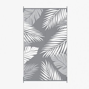 GENIMO Waterproof Reversible Outdoor Rug, Double-Sided Palm Leaf Plastic Straw Design
