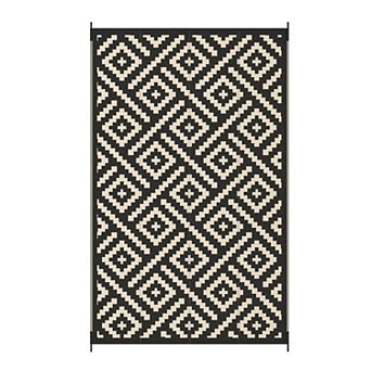 GENIMO Reversible Waterproof Outdoor Rug, Double-Sided Geometric Pattern Plastic Straw Design