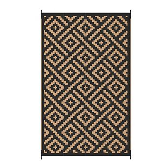 GENIMO Reversible Waterproof Outdoor Rug, Double-Sided Geometric Pattern Plastic Straw Design