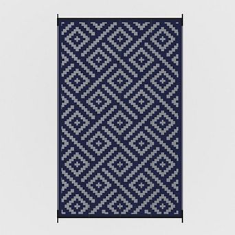 GENIMO Reversible Waterproof Outdoor Rug, Double-Sided Geometric Pattern Plastic Straw Design