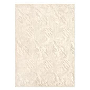 GENIMO Machine Washable 3D Modern Stripe Area Rug High-Low Pile, Non-Slip