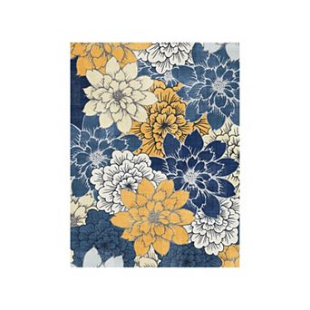 GENIMO Machine Washable Waterproof Floral Indoor Outdoor Rug Non-Slip, Easy-Care