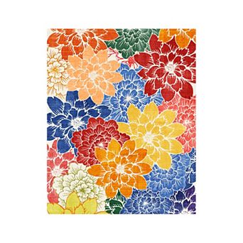 GENIMO Machine Washable Waterproof Floral Indoor Outdoor Rug Non-Slip, Easy-Care