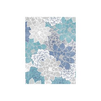 GENIMO Machine Washable Waterproof Floral Indoor Outdoor Rug Non-Slip, Easy-Care